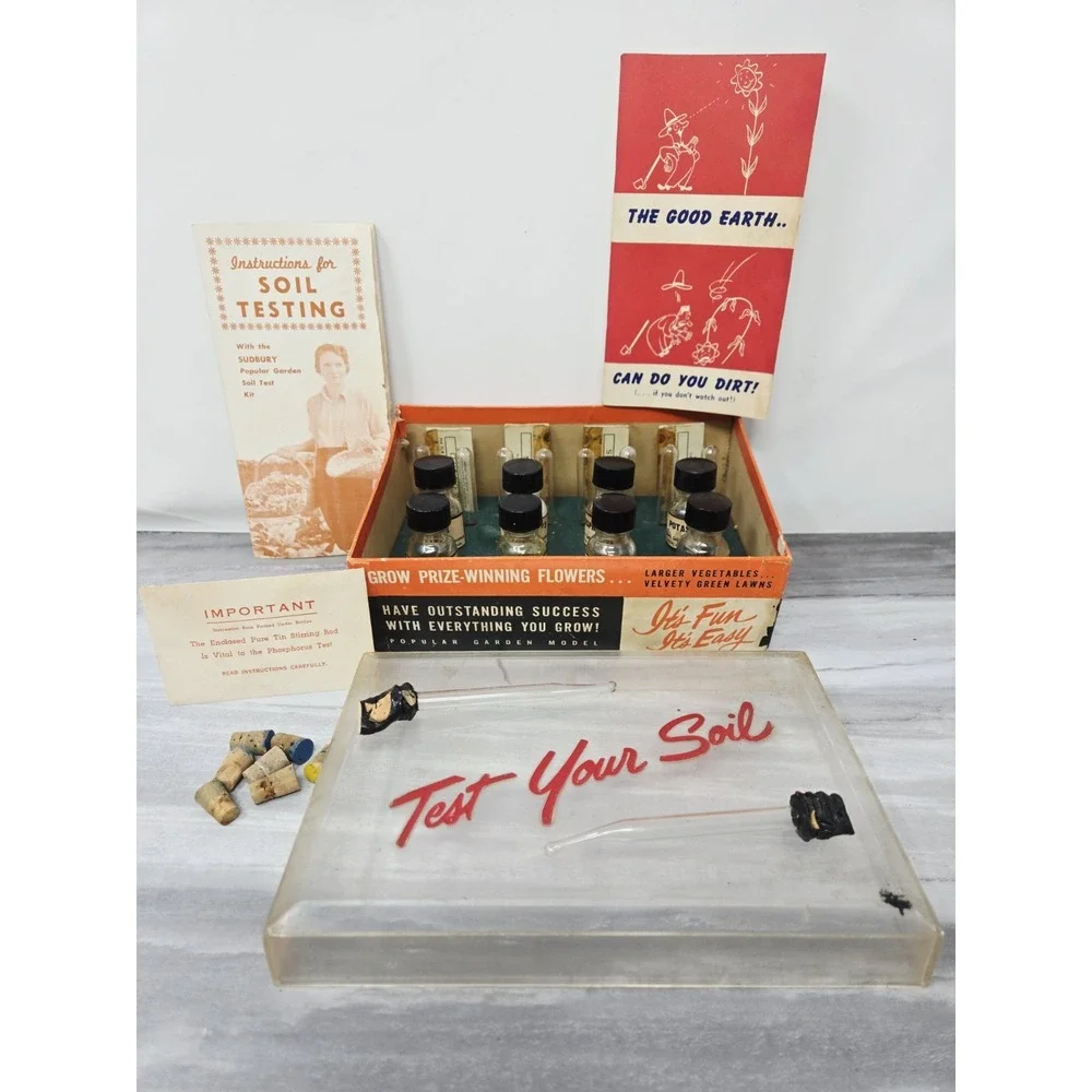 Vintage Sudbury Soil Test Kit Complete 1950s Garden Chemistry Set Gardener Decor